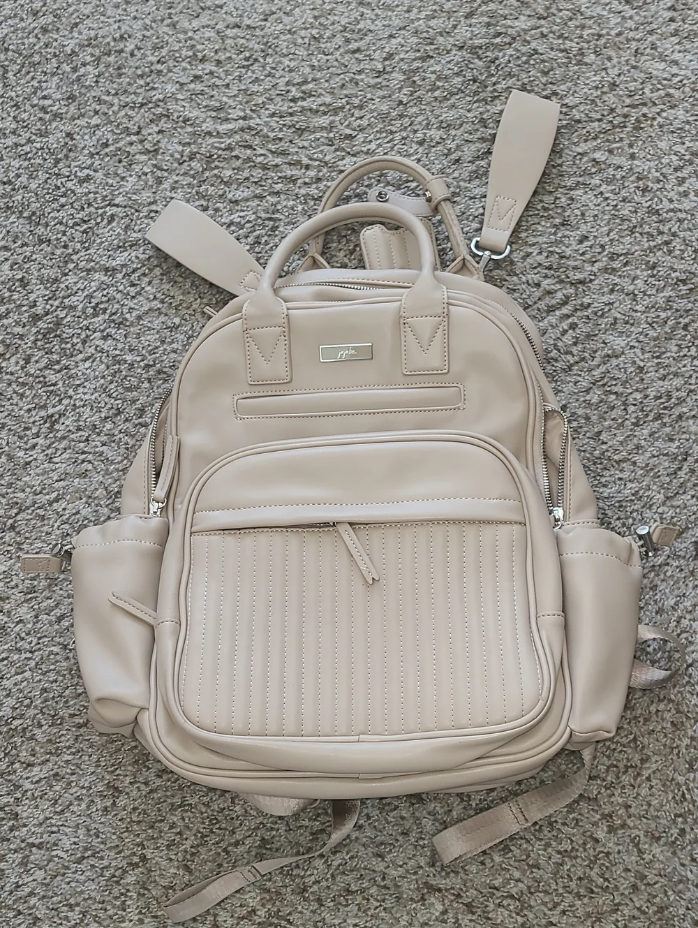 Neutral Quilted Backpack with Top Handles